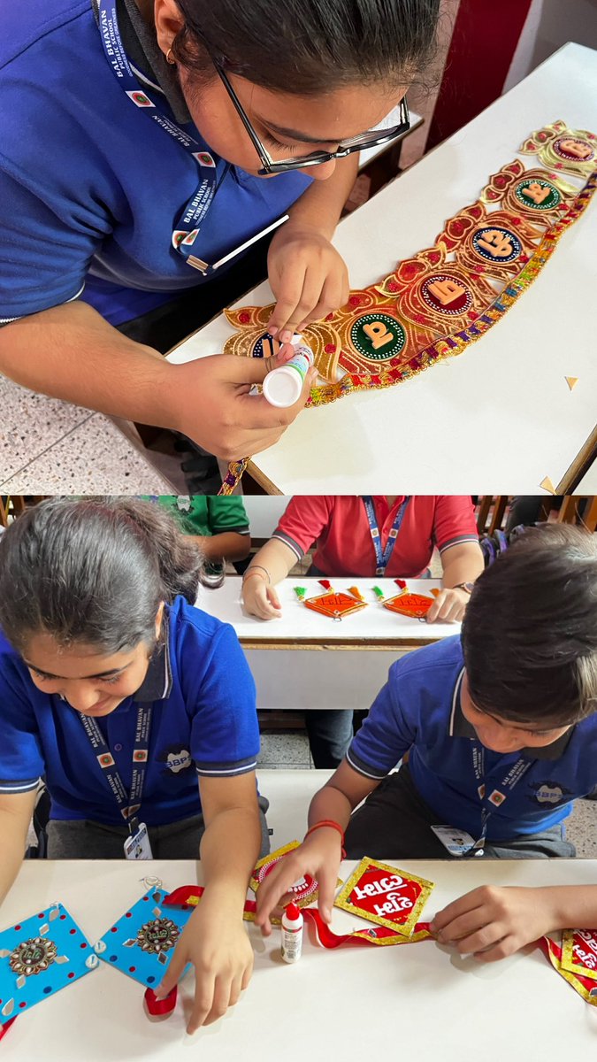 Himanshi1629's tweet photo. "Colors of joy, strings of love!”
Students of Class IX immerse themselves in toran-making for Diwali festivities activating their creativity and artistic expressions!
#DiwaliCelebrations #ToranMaking #StudentCreativity @BBPSMV @vividh87 sir @Neha05204678 https://t.co/v0FMDBXiHT