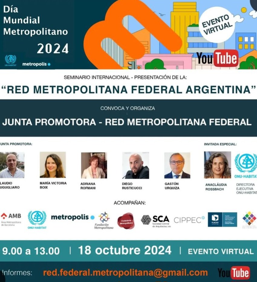 En el Día Mundial Metropolitano participaremos del Lanzamiento de la Red Metropolitana Federal, un espacio plural de debate sobre las problemáticas de la gestión metropolitana. Estarán presentes expertos de todo el país. <a href="/FundaMetro/">Fundación Metropolitana</a>