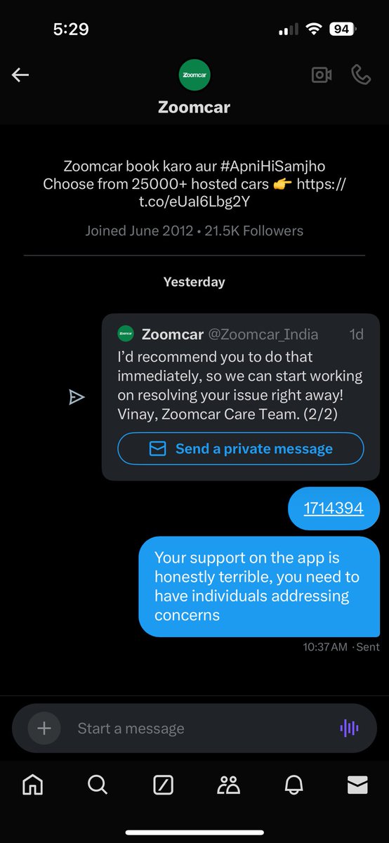 RyronXBT's tweet photo. @Zoomcar_India no one has even bothered to address this.
Absolute scammers, if my profile isn’t verified I will lose my money. I will be taking this up @consumercourtin if not resolved asap. https://t.co/dugChDrizh