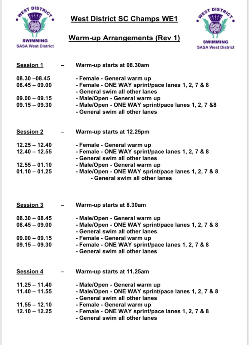 Warm-up and session schedule for this weekend