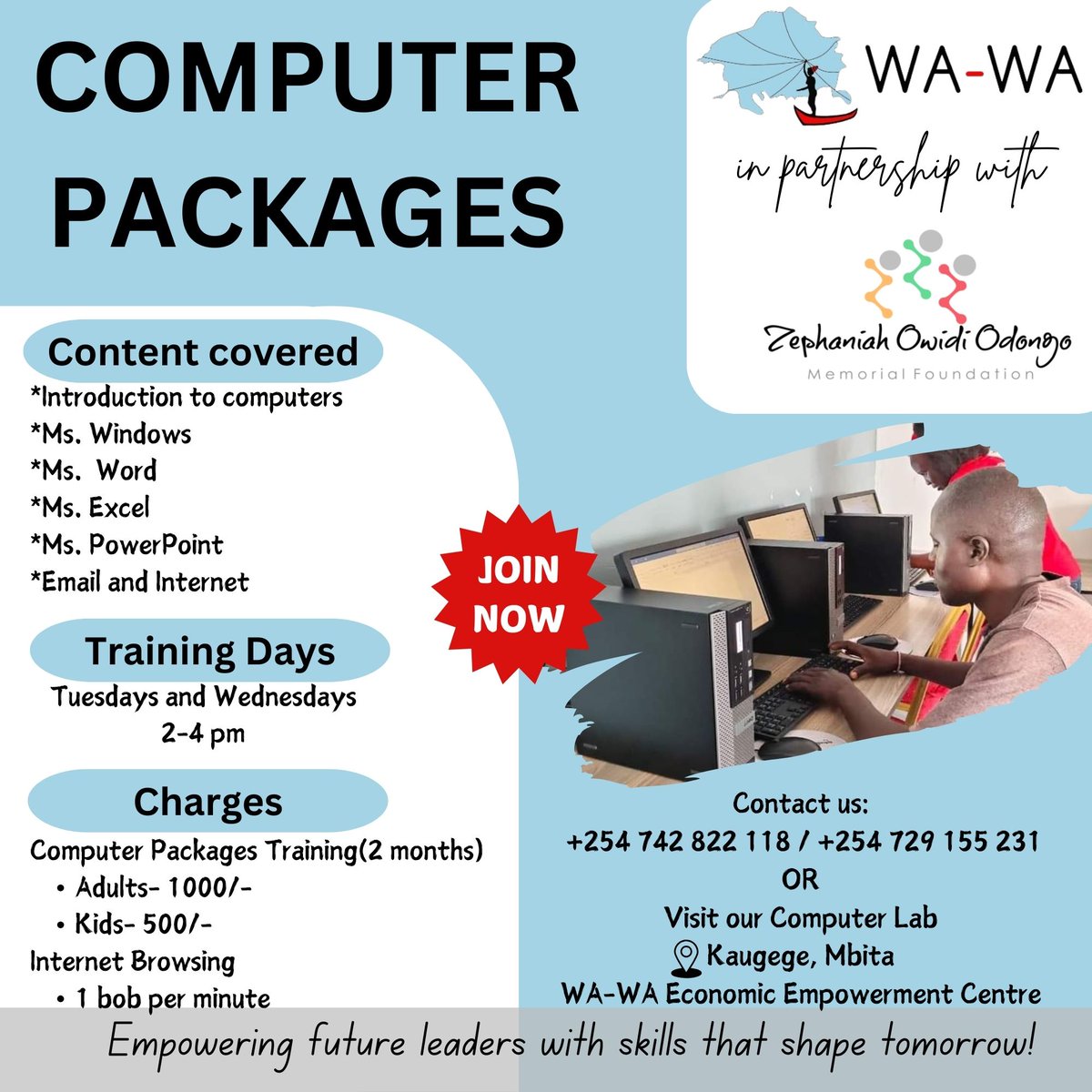 WAWAKenya1's tweet image. Spread the word!
Join today!
#TechAccess 
#TechEquality 
#BridgingTheDigitalDivide 
#TurningTablesAroundLakeVictoria 
@CavinOdera2015
@ZOOFoundation
@MakingMoreH 
@iMPACTdirect3
@WildeGanzenNL
@issrofffamfoun
@Boehringer
@tuiFund 
@DIAR_Awards