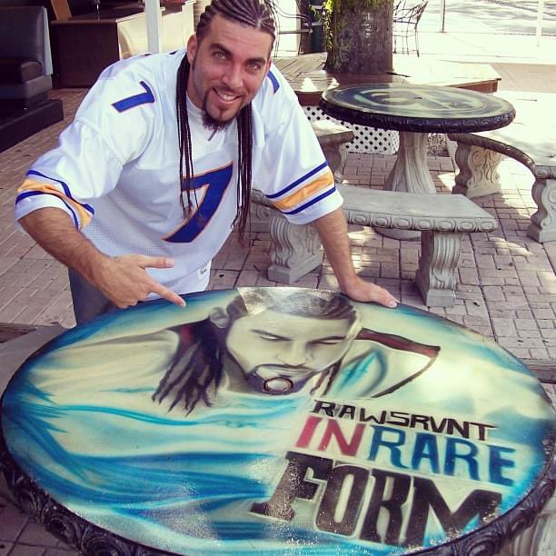 #flashbackfriday That time <a href="/RonPIchardo/">RonPIchardo</a> airbrushed my In Rare Form album cover designed by <a href="/iambayonet/">iAMbayonet</a> on <a href="/crossover813/">Crossover Church</a>’s patio table tops. So thankful for <a href="/urband813/">Urban D.</a>, Lucy and the whole Crossover and <a href="/FlavorFest/">Flavor Fest</a> fam for the years of love and support. Circa 2007.