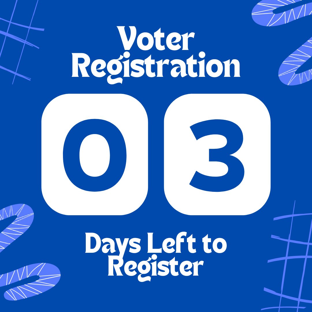 There are only 3 days left to Register to vote in PA! Make sure you get registered!