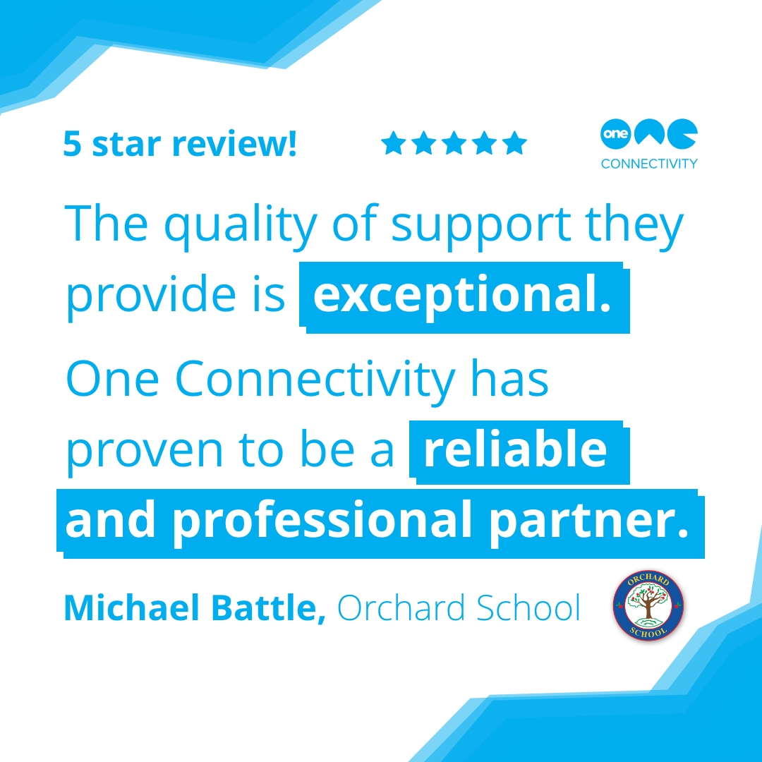 OneConnectivity's tweet image. Thank you for the 5 star review, Michael. One Connectivity has delivered 3 years of reliable, efficient and professional service to this primary school. Why not read the full review for yourself: g.co/kgs/tC2WvfZ #OneConnectivity #SchoolTechSupport
