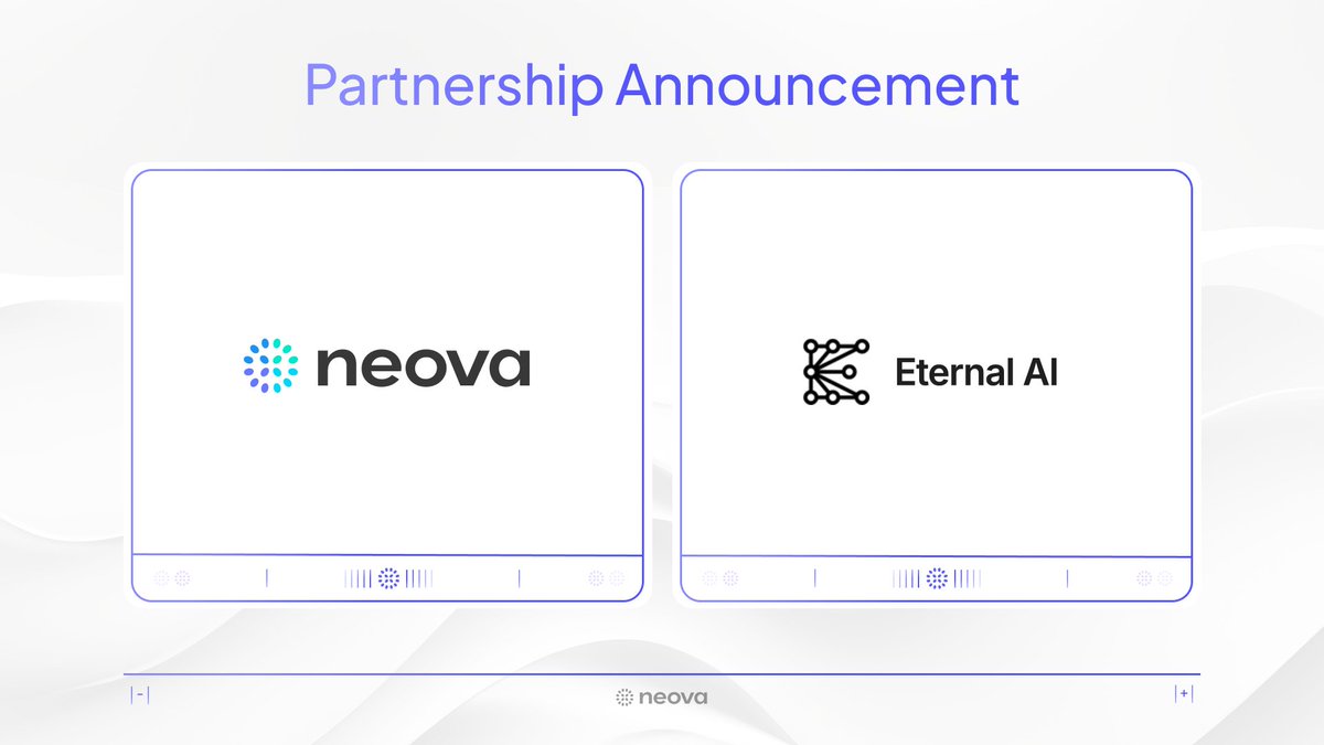 Neova_Protocol's tweet photo. Neova x @CryptoEternalAI 🤝

Neova is joining forces with Eternal AI to explore decentralized data management for advanced AI models.

By merging our DePIN Layer technology with their community-driven AI chains, we aim to unlock new possibilities for resilient and permissionless AI systems.

More details to come 🫡