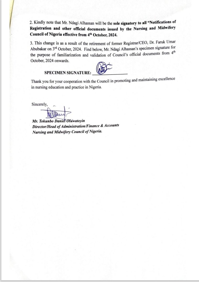 INTRODUCTION OF NEW REGISTRAR/ CHIEF EXECUTIVE OFFICER AND NEW SIGNATORY TO COUNCIL'S OFFFICAL DOCUMENTS