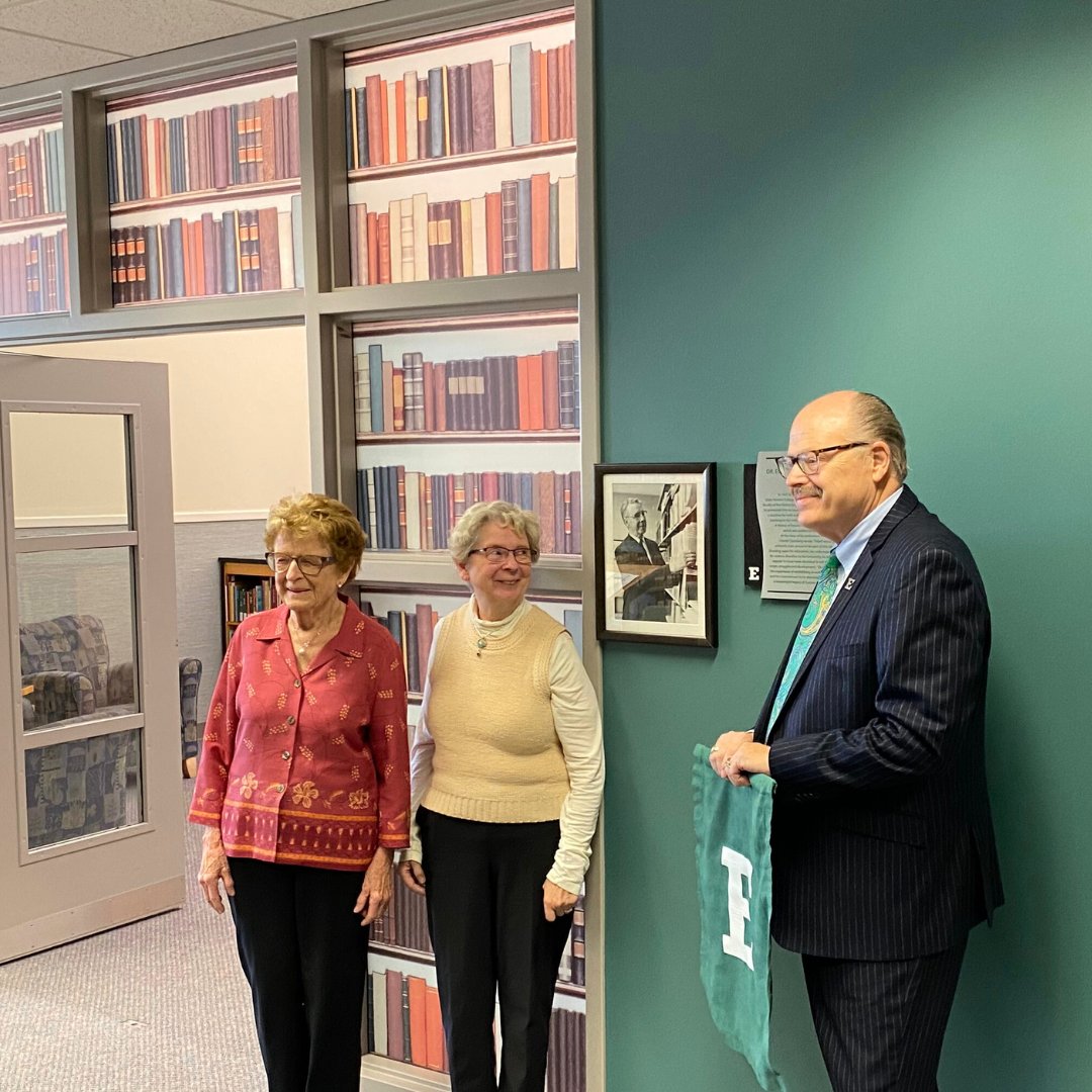 emulibrary's tweet photo. Halle Library dedicated the new Faculty Publication Reading Room in honor of Dr. Egbert R. Isbell, former Professor and Dean. His work documenting EMU’s history, including "A History of Eastern Michigan University 1849-1965," has left a lasting legacy. https://t.co/YFdKqIXN5n