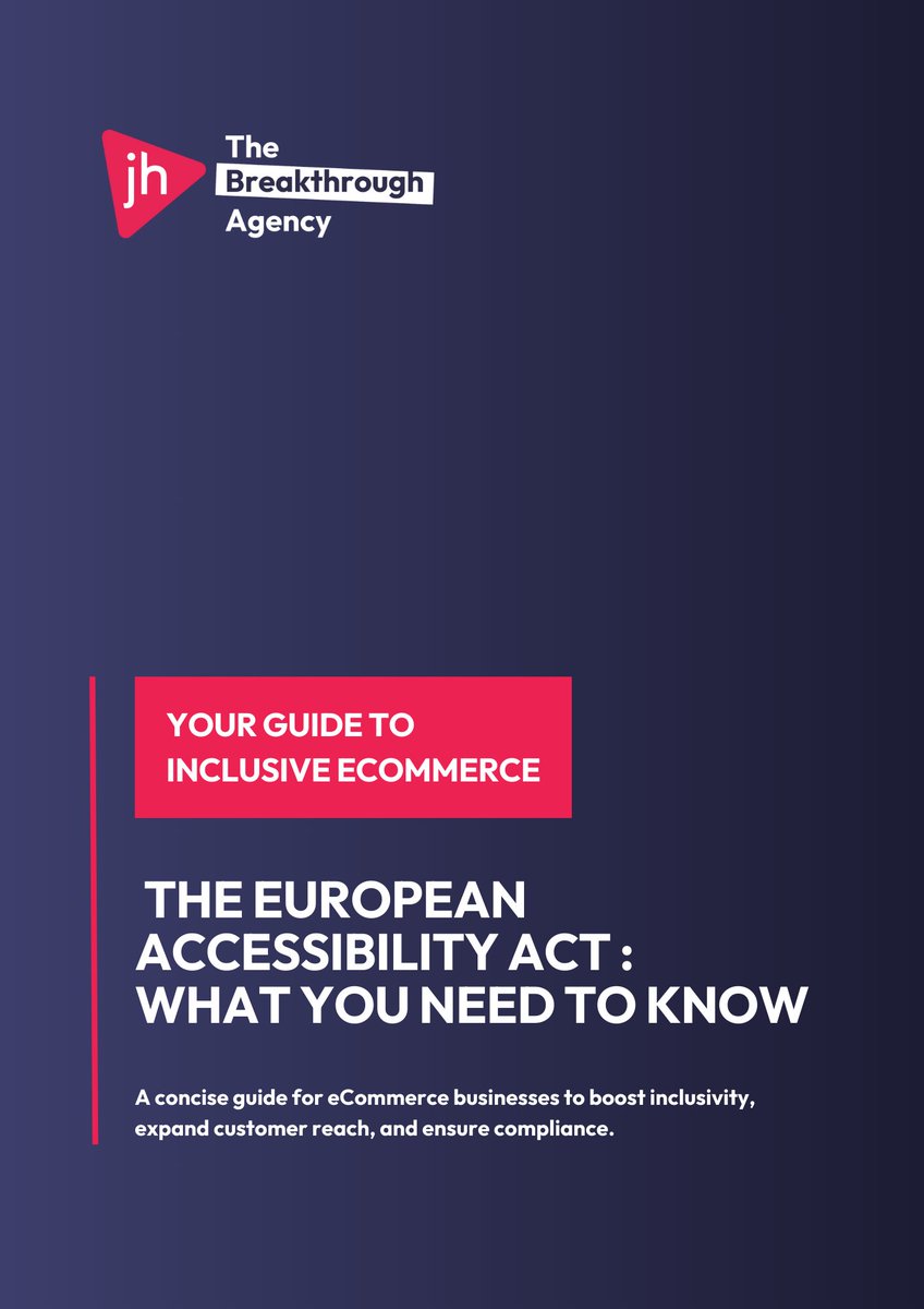 JH | Adobe Commerce Agency (@wearejh) on Twitter photo ๐จ New whitepaper:
"The European Accessibility Act: What You Need to Know" by <a href="/whatjoesays/">Joseph Russell</a>
๐ Navigate the new accessibility laws
๐ Expand your reach
๐ Boost your brand
โฟ Create better digital experiences
Download now ๐ bit.ly/48cxvqu
#EAA #DigitalAccessibility ๐จ New whitepaper:
"The European Accessibility Act: What You Need to Know" by <a href="/whatjoesays/">Joseph Russell</a>
๐ Navigate the new accessibility laws
๐ Expand your reach
๐ Boost your brand
โฟ Create better digital experiences
Download now ๐ bit.ly/48cxvqu
#EAA #DigitalAccessibility