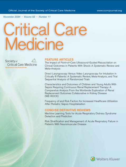 CritCareMed's tweet photo. Check out Nov issue #CritCareMed for articles on
🏥#POCUS #resuscitation
🛠️Direct vs indirect laryngoscopy
🐞#PedsICU #survivingSepsis
🫁#mechvent #CRRT
☎️#TeleCritCare
& many more .....
Link: https://t.co/LfQRajuP5t
@SCCM @CritCareExplore @PedCritCareMed https://t.co/ERiidQrKY2