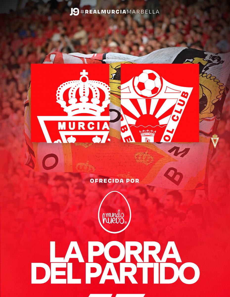 realmurciacfsad's tweet photo. ¡Llega 𝑳𝒂 𝑷𝒐𝒓𝒓𝒂 𝒅𝒆𝒍 𝑷𝒂𝒓𝒕𝒊𝒅𝒐 con @Mundohuevo_es! 

🔮 Adivina el resultado y los goleadores del próximo partido del Real Murcia, RT a la publicación y sigue a @Mundohuevo_es ¡para ganar un premio! 🎁

📝 Solo tienes que responder a nuestra publicación en Twitter con tu predicción. Si aciertas, podrías llevarte un fantástico producto de 𝗠𝘂𝗻𝗱𝗼 𝗛𝘂𝗲𝘃𝗼 🥚🏆

⏳ Plazo: Hasta el inicio del partido.
🏅 Si nadie acierta todo, premiamos al que acierte solo el resultado.
🎲 En caso de empate, ¡haremos un sorteo!

#LaPorraMundoHuevo