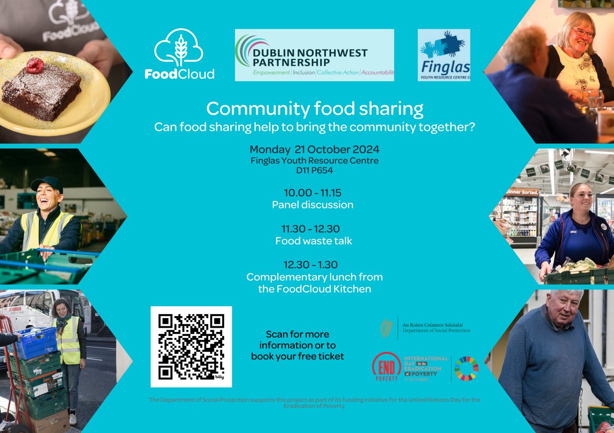 FoodCloud (@foodcloud) on Twitter photo Join us Mon, Oct 21, 10-13:30 at Finglas Youth Centre for a free event with <a href="/DNPartnership/">Dublin Northwest Partnership (DNP)</a> marking UN Day for the Eradication of Poverty
🍽️ Food sharing talk
🍃 Learn to reduce food waste
🍴 Enjoy a complimentary lunch from FoodCloud Kitchen
RSVP: bit.ly/3XUxfrC Join us Mon, Oct 21, 10-13:30 at Finglas Youth Centre for a free event with <a href="/DNPartnership/">Dublin Northwest Partnership (DNP)</a> marking UN Day for the Eradication of Poverty
🍽️ Food sharing talk
🍃 Learn to reduce food waste
🍴 Enjoy a complimentary lunch from FoodCloud Kitchen
RSVP: bit.ly/3XUxfrC
