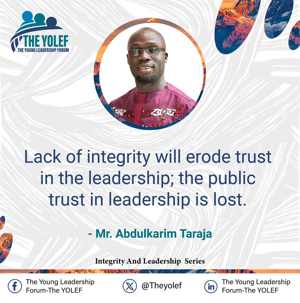 The Young Leadership Forum (@theyolef) on Twitter photo Strive to keep the trust of those you are leading..
#LeadersTalkSeries
#IntegrityandLeadershipSeries
<a href="/Abdkarim_Taraja/">Elgon Centre 4 Education</a>
<a href="/ECEKenya/">Elgon Centre for Education</a>
<a href="/desire_ati52450/">Atim Desire</a> <a href="/SozoJesca/">Jesca Sozo</a> <a href="/johnpeteramalai/">John Peter Ama</a> <a href="/dodi_ug/">Daughter's of Dorcas Initiative</a> <a href="/YALIRLCEA/">YALI RLC EA</a> <a href="/NasiboDuba/">Nasibo Duba Golicha</a> Strive to keep the trust of those you are leading..
#LeadersTalkSeries
#IntegrityandLeadershipSeries
<a href="/Abdkarim_Taraja/">Elgon Centre 4 Education</a>
<a href="/ECEKenya/">Elgon Centre for Education</a>
<a href="/desire_ati52450/">Atim Desire</a> <a href="/SozoJesca/">Jesca Sozo</a> <a href="/johnpeteramalai/">John Peter Ama</a> <a href="/dodi_ug/">Daughter's of Dorcas Initiative</a> <a href="/YALIRLCEA/">YALI RLC EA</a> <a href="/NasiboDuba/">Nasibo Duba Golicha</a>
