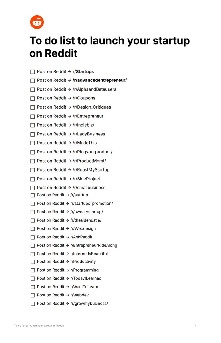 27 sub reddit to launch your startup