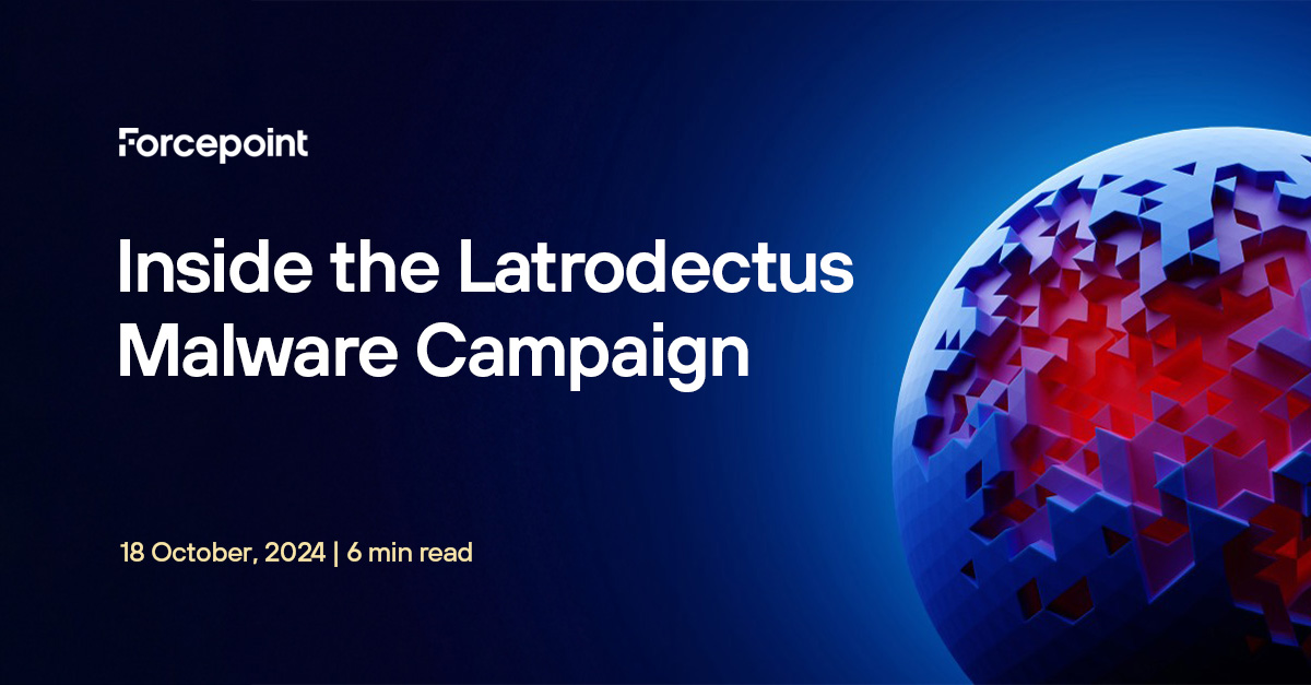 ForcepointLabs's tweet photo. Mayur Sewani takes a look inside the Latrodectus #malware campaign to see what makes it tick. Read more: https://t.co/yuNeLcHfDe https://t.co/pREd7pbmMG