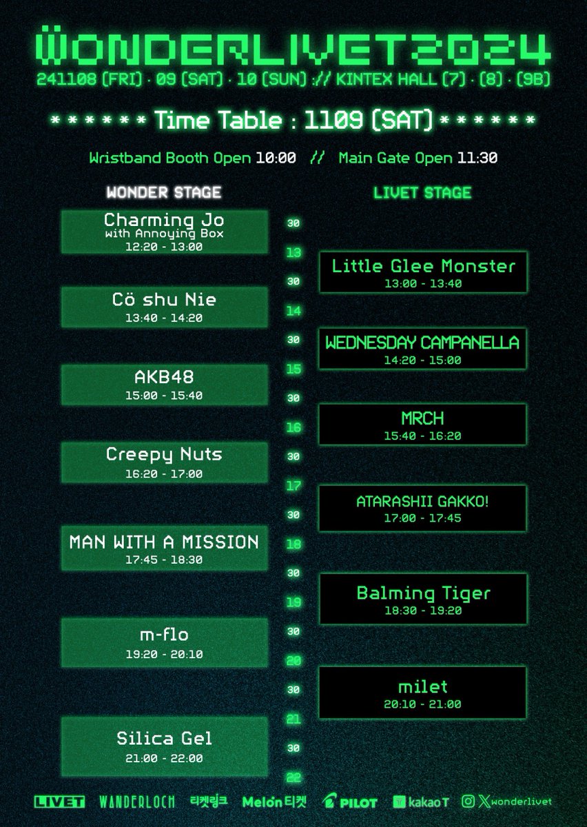⋰ #WONDERLIVET2024 🇰🇷💚👾 タイムテーブルが発表されました⋆͛
