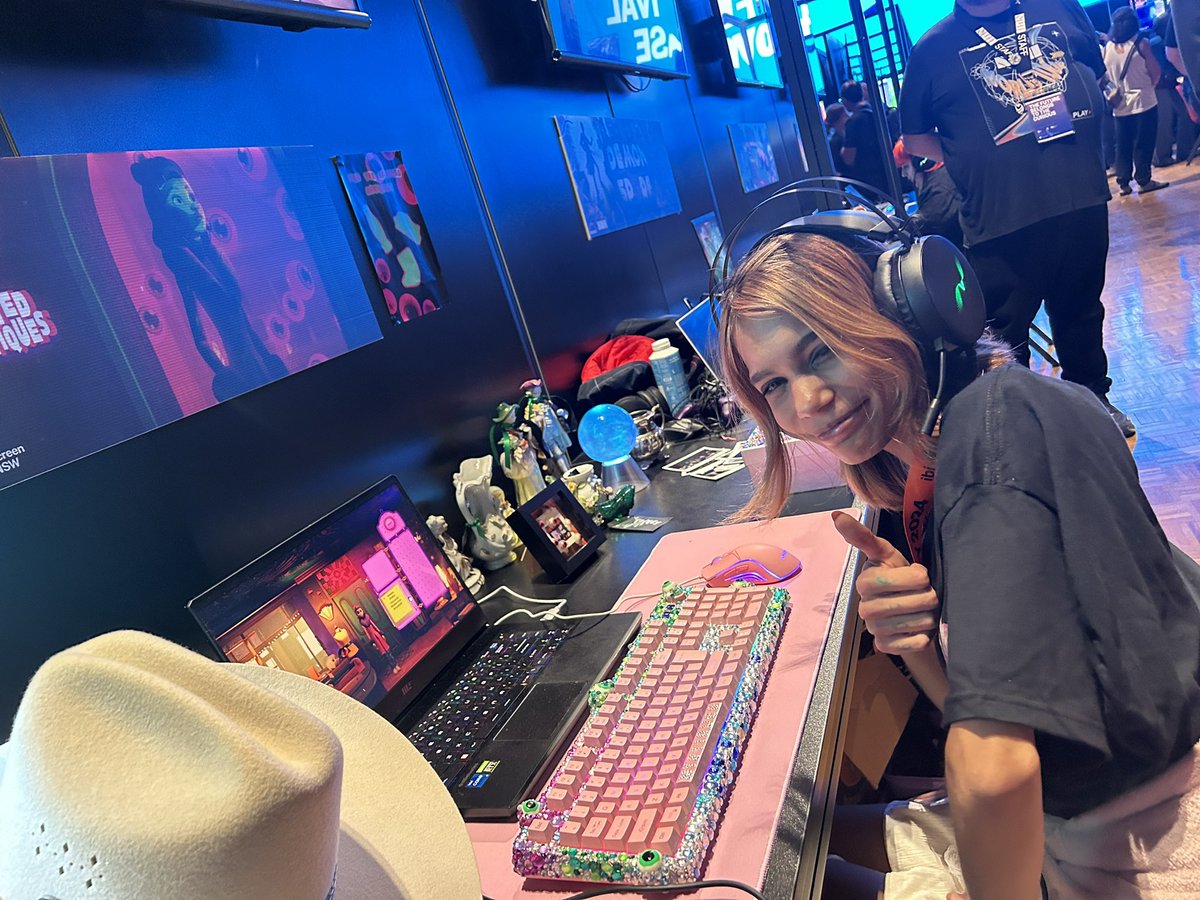 guckhq's tweet photo. Guckster Namiah LOVES @mystiquesgame

“This is the best stall at SXSW”- Namiah, 2024 https://t.co/GhmAHuh7go