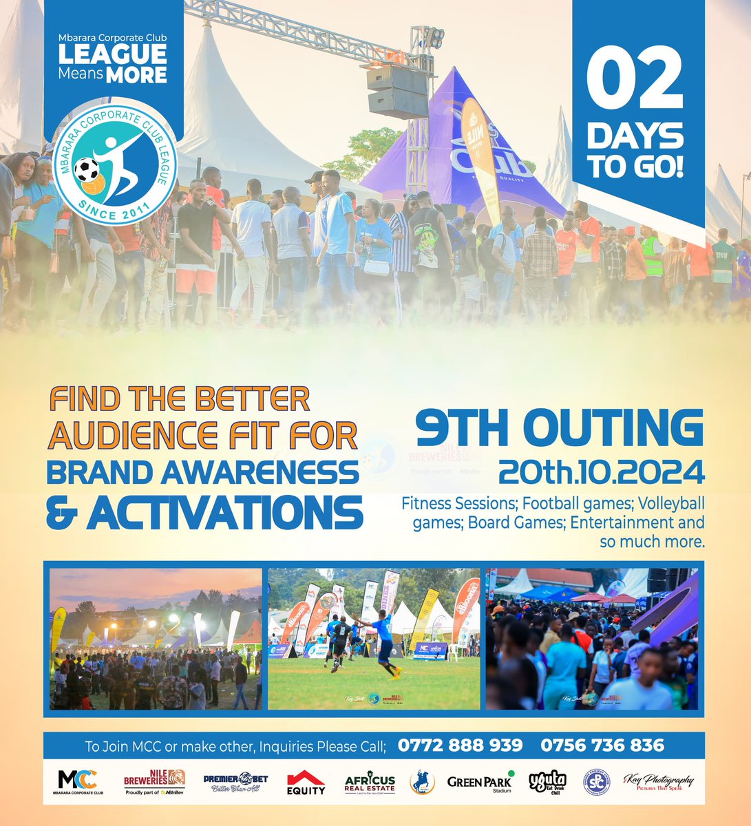 theduke047's tweet photo. *ONLY 2 Days LEFT!!*
Mbra Corporate Club League- 9th Outing.
This Sunday(20/10/2024) at Kakyeka Stadium.
#CreatingBrandAwareness
#MbraCorpClubLeague2024
#NBLMCCL2024Season
@RotaryRanchers
@MbararaCorpClub
@Africusestates
@UgEquityBank
@NBLUganda
@greenparkug
@w_tweeps https://t.co/RB6amKy7tf