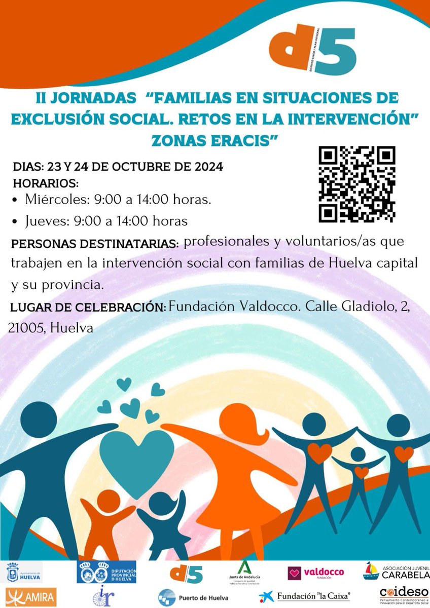 II Jornadas de familias. "Familias en situaciones de exclusión. Retos en la intervención. Zonas ERACIS".
En la provincia de Huelva, Kamira ha participado en el desarrollo y organización de estas jornadas.
23 y 24 de octubre 
¡Inscripciones abiertas!