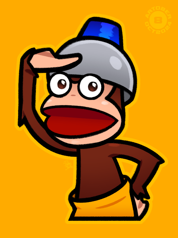DylanSmithies's tweet photo. #Artober 2024 #8 - Pipo Monkey from Ape Escape https://t.co/WPxXWCPLiT