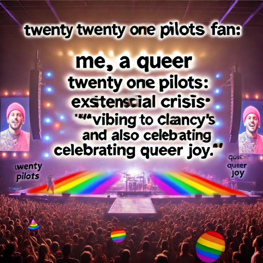 _AThousandSuns_'s tweet photo. I had chatgpt generate a "queer twenty one pilots meme" here u go: https://t.co/3NjCjPDEyc