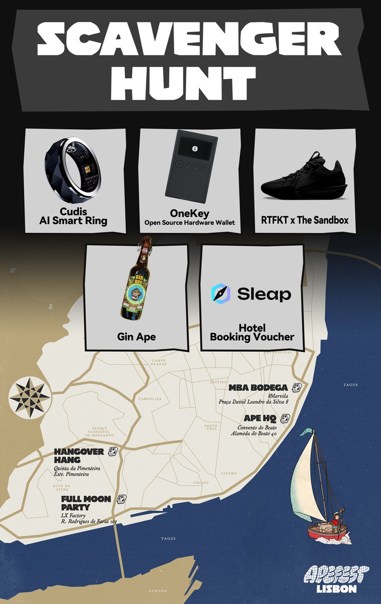 Join the #ApeFest <a href="/yugalabs/">Yuga Labs</a> <a href="/BoredApeYC/">Bored Ape Yacht Club 🍌</a> Scavenger Hunt🔎powered by <a href="/card3_ai/">Card3</a> and win exclusive prizes offered by <a href="/CudisWellness/">CUDIS</a> <a href="/OneKeyHQ/">OneKey</a> <a href="/TheSandboxGame/">The Sandbox</a> <a href="/Gin_Ape/">Gin Ape</a> <a href="/sleap_io/">Sleap</a> 🎁

How to🐵in:
1⃣Visit card3.fun on your phone📲
2⃣Activate your ApeFest edition social