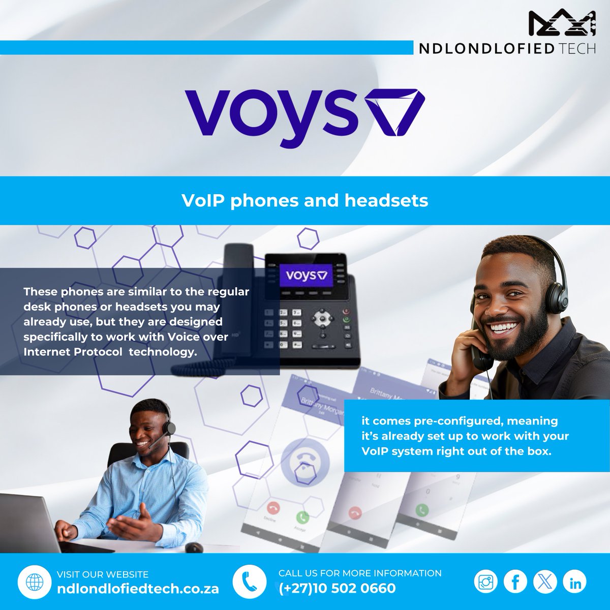 Ndlondlofiedtec's tweet image. Looking to enhance your business communication with VoIP phones and headsets? 

Your trusted partner and authorized reseller of Voys! 
Here's why:✅ Authorized Reseller.⚙ Ideal Setup.🔧 Ongoing Support.

 #NdlondlofiedTech #Voys #SeamlessSetup #ReliableSupport #StayNdlondlofied