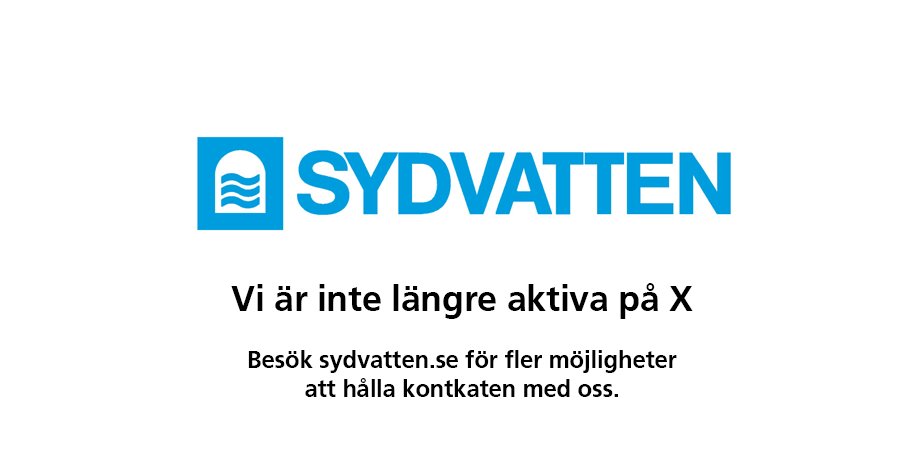 Tack för att ni följt oss på Twitter och X! Vi kommer inte längre att vara aktiva i denna kanal. 
Besök sydvatten.se och följ oss i våra andra SoMe-kanaler för att hålla kontakten.  
Vi ses! 💙