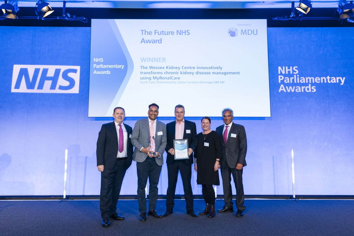The MDU (@the_mdu) on Twitter photo It was an honour to present the future of the NHS award to Wessex Kidney Centre at #NHSParlyAwards this week 🏆
The award was presented for the centre's innovative work in transforming chronic kidney disease management using <a href="/myrenalcare/">MyRenalCare</a>. It was an honour to present the future of the NHS award to Wessex Kidney Centre at #NHSParlyAwards this week 🏆
The award was presented for the centre's innovative work in transforming chronic kidney disease management using <a href="/myrenalcare/">MyRenalCare</a>.