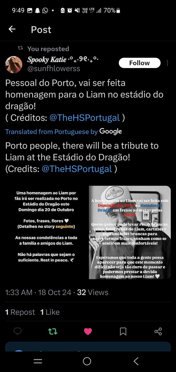 28LarryMoons's tweet photo. Memorial for #LiamPayne in Porto :

Sunday, 20th October 2024, 3:30pm
Domingo 20  Outubro, 2024, 15h30

At Estadio do Dragao https://t.co/G2MdKkfuAU
