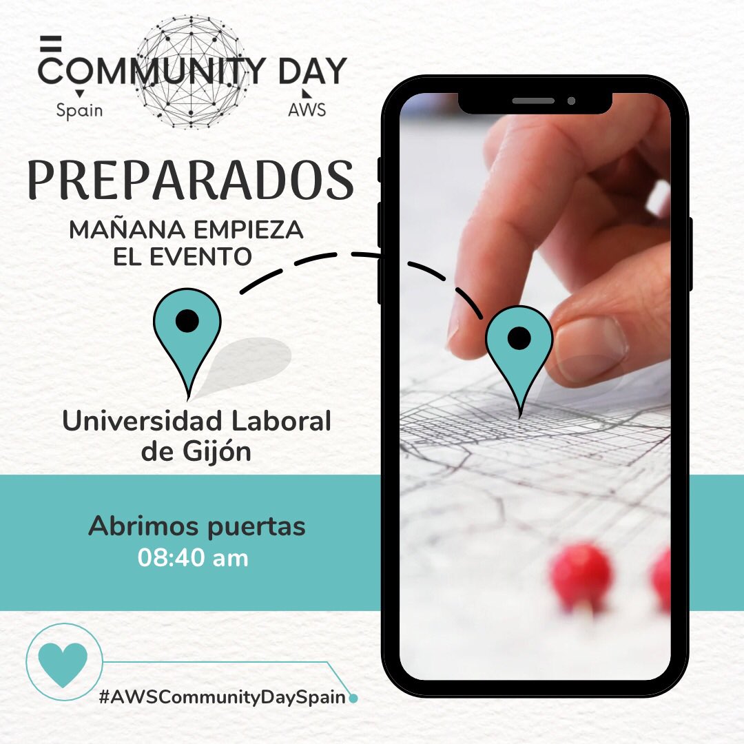 awscommspain's tweet photo. 🚀 ¡Mañana es el gran día! Nos vemos en la Universidad Laboral de Gijón para el AWS Community Day Spain. Prepárate para una jornada épica de tecnología, comunidad y aprendizaje. ¡No te lo pierdas! 🔥 #AWSCommunityDaySpain https://t.co/i1E7nrXPNG