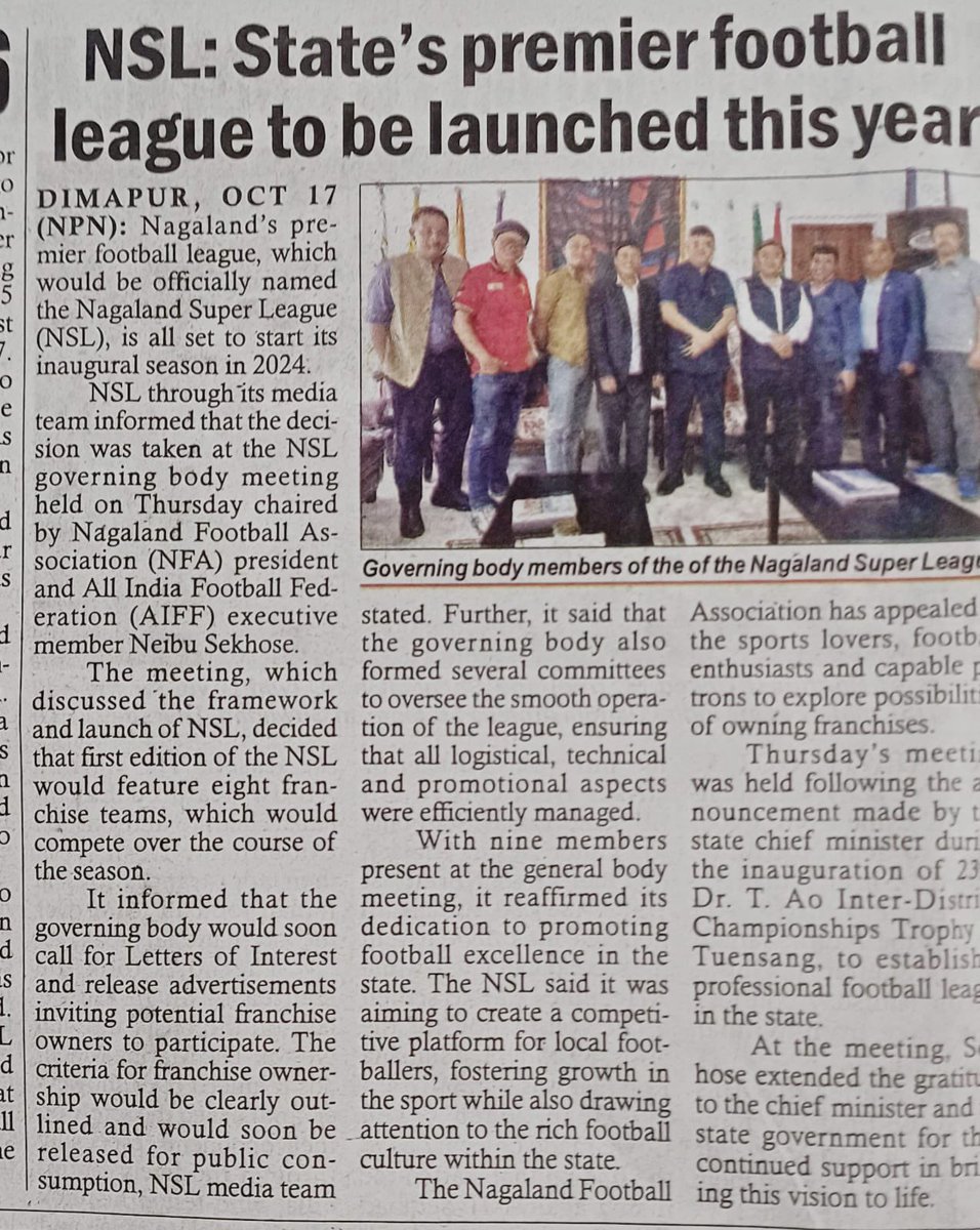 The Nagaland Super League is on the runway to take off .. these are exciting times .. we will all move together because we are always StrongerTogether ..