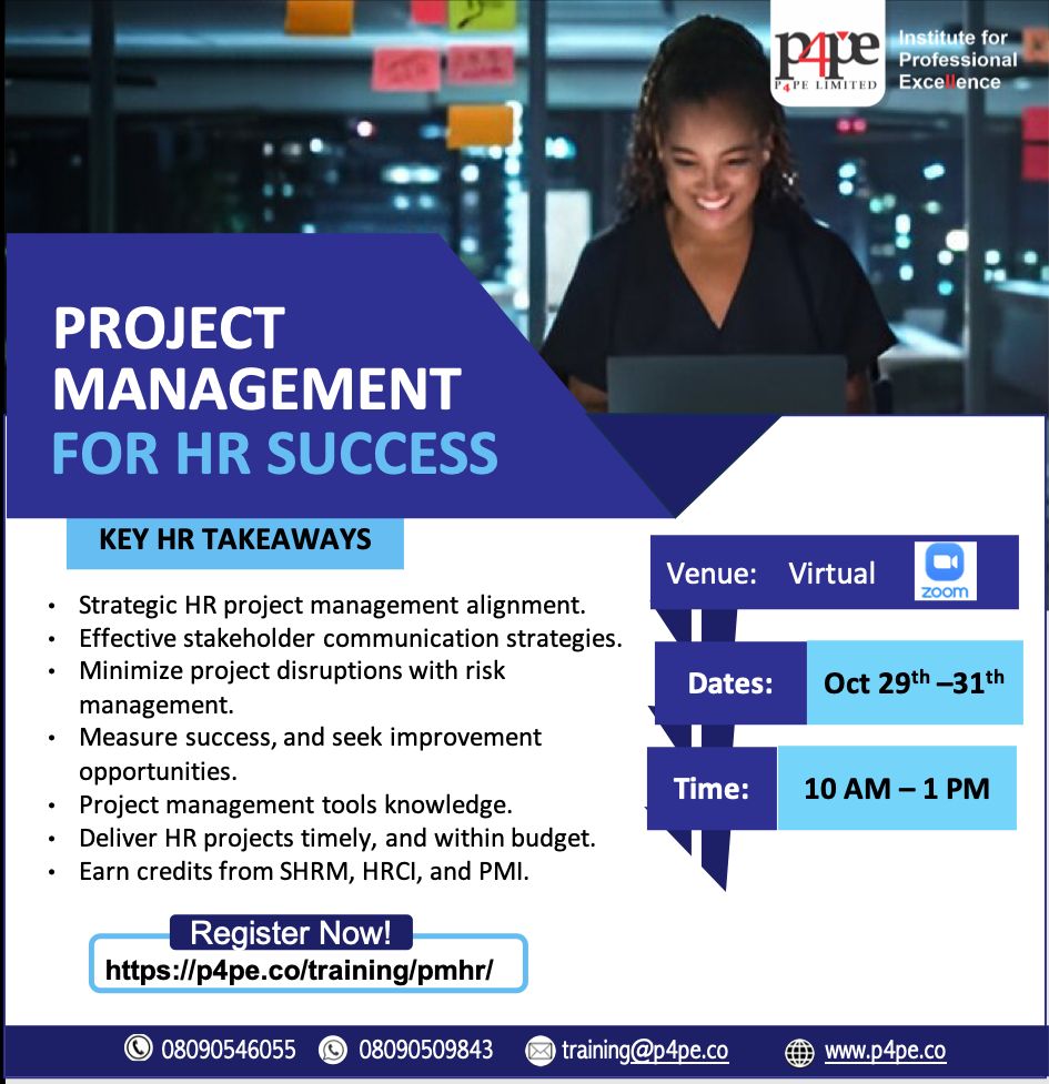 P4PEtwt's tweet image. Join our HR Project Management Training and learn how to effectively manage HR initiatives from start to finish.
Act Fast! Register Now: https: p4pe.co/training/pmhr
#HRProjectManagement #HRTraining