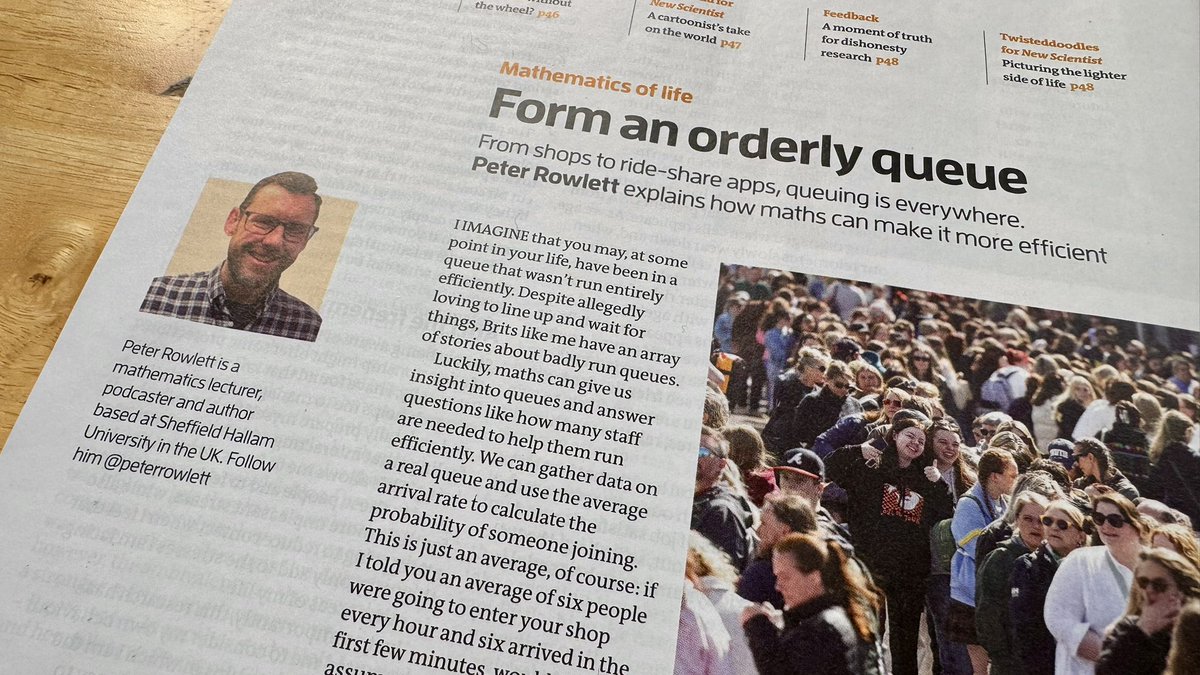 Peter Rowlett (@peterrowlett) on Twitter photo I wrote about queuing in this weekend’s <a href="/newscientist/">New Scientist</a>! And I wrote this week’s puzzle exploring a technique involving multiplying a number’s digits together. I wrote about queuing in this weekend’s <a href="/newscientist/">New Scientist</a>! And I wrote this week’s puzzle exploring a technique involving multiplying a number’s digits together.