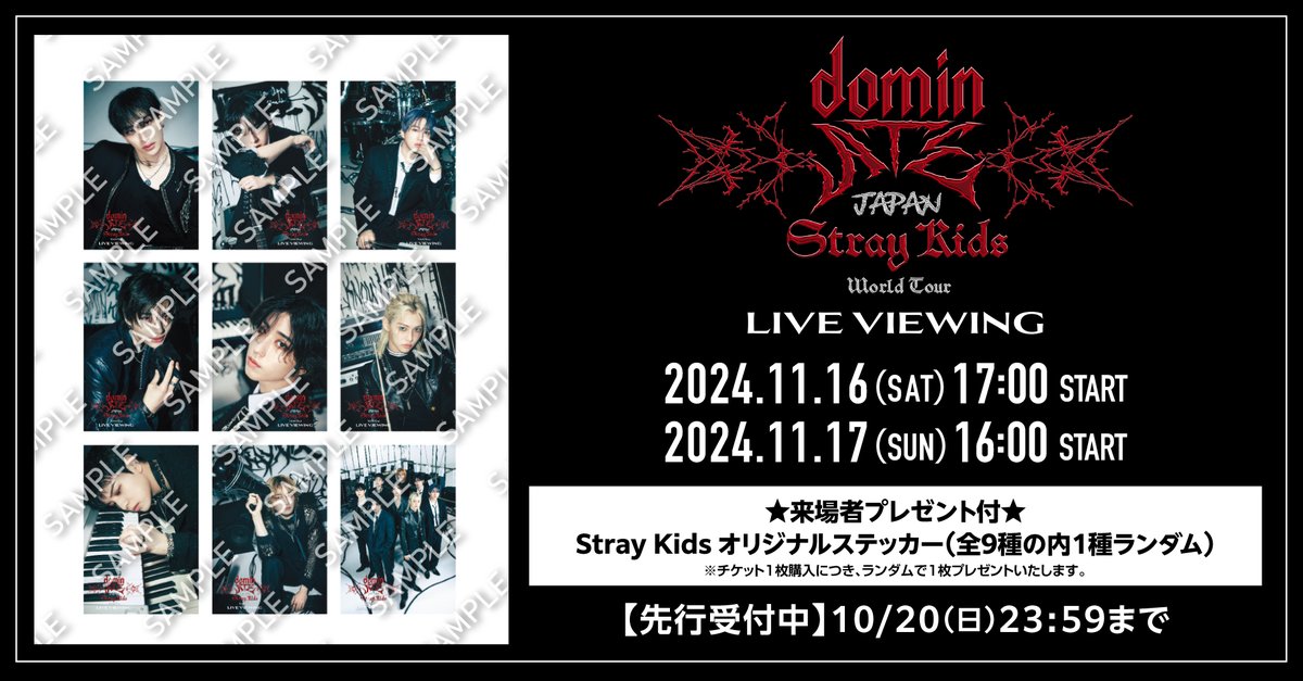 Stray Kids World Tour <dominATE JAPAN> Live Viewing 11/16(土)、17