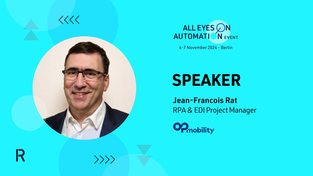 Next to the #AllEyes24 speaker line up: Jean-Francois Rat, RPA &amp; EDI Project Manager at OP Mobility. He will be sharing his groundbreaking initiative to implement managed services across all OP Mobility business groups. Don’t miss out!&gt;zurl.co/jxpc
