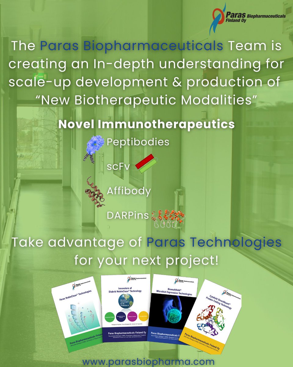 The @Paras Biopharmaceuticals Finland Team is creating an In-depth understanding for scale-up development &amp; production of “New Biotherapeutic Modalities”.

Take advantage of Paras #Technologies for your next #biologics project! parasbiopharma.com

#scaleup #production