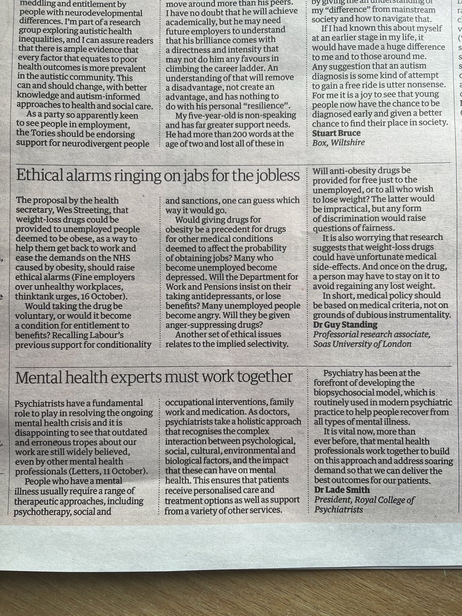 Excellent letter from Dr Standing. Wes seems to fall for any policy gimmick that’s going. He’s a worry!