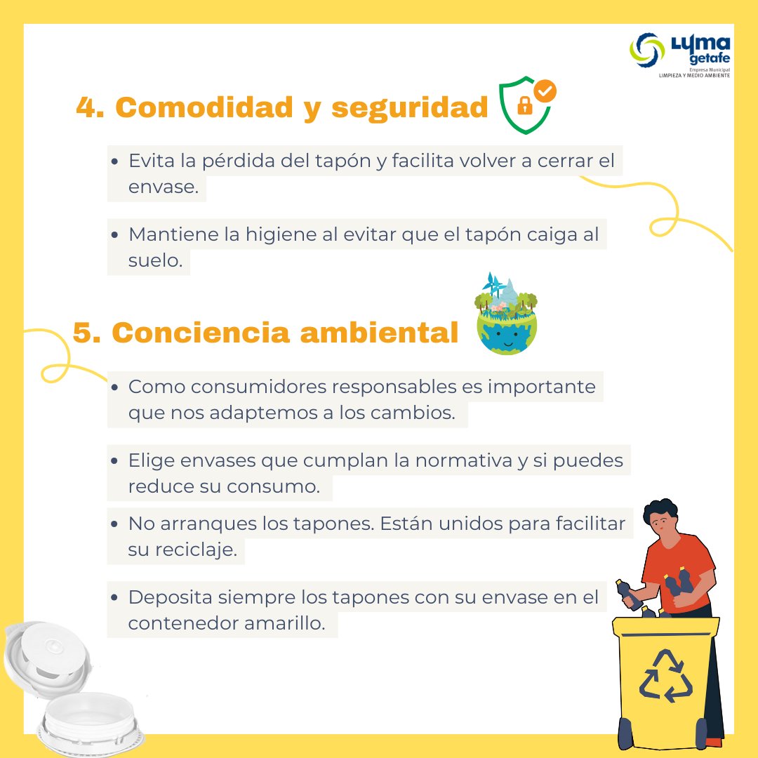 ¿Por qué ahora van los tapones unidos a los envases de menos de 3 litros?  Os explicamos algunos de los motivos ⬇️

¡Pequeños cambios que suman para un futuro más sostenible!💚