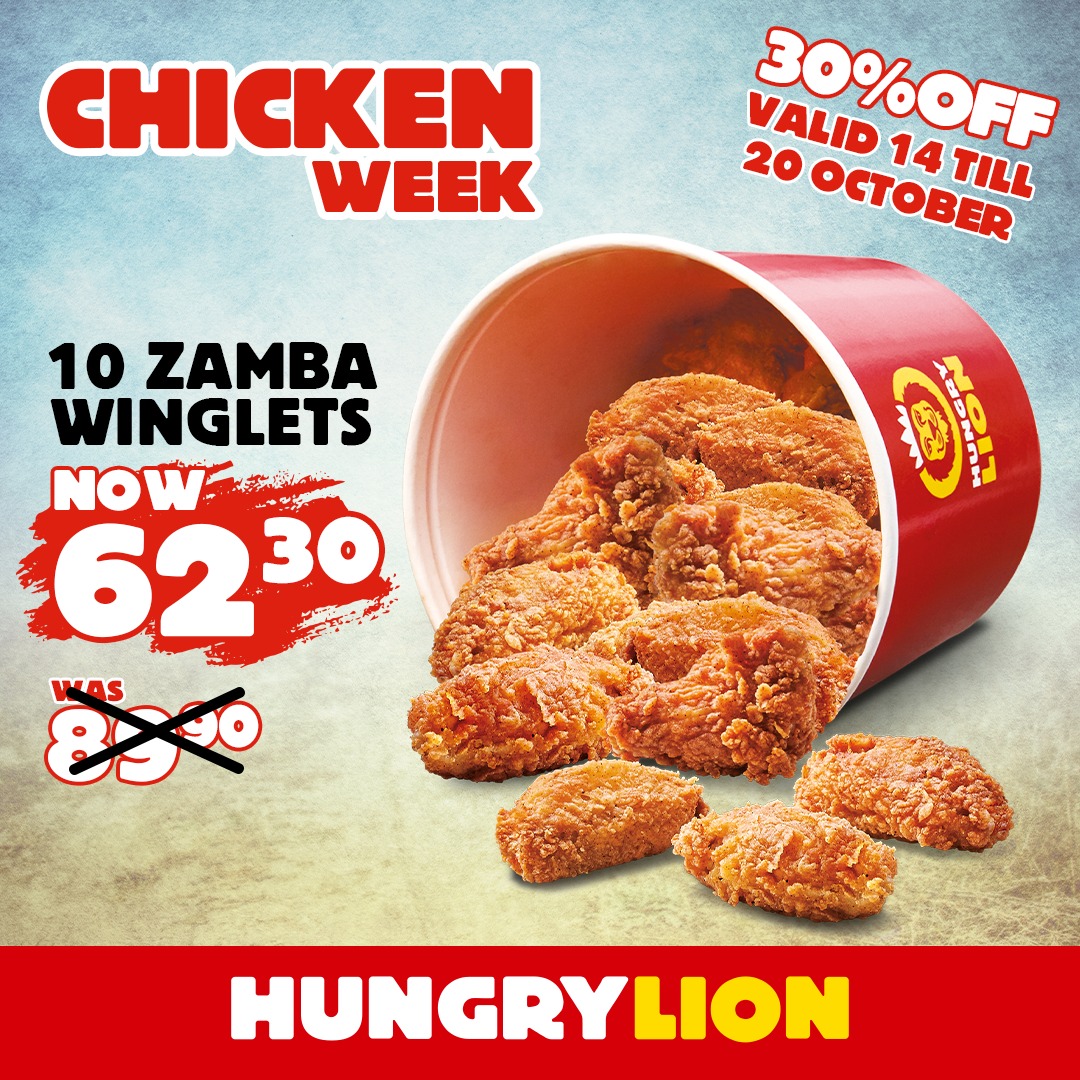 JustAskBuddy's tweet photo. 𝐂𝐇𝐈𝐂𝐊𝐄𝐍 𝐖𝐄𝐄𝐊!!!📢🍗
𝟑𝟎% 𝐎𝐅𝐅 Selected 𝐇𝐮𝐧𝐠𝐫𝐲 𝐋𝐢𝐨𝐧 Meals!🤩

Buddy SuperApp: https://t.co/CDktu8qcXT
𝐎𝐍𝐋𝐘 𝐀𝐕𝐀𝐈𝐋𝐀𝐁𝐋𝐄 𝐎𝐍 𝐁𝐔𝐃𝐃𝐘!!!!

#buddyeats #buddysuperapp #orderonline #takeout #wedeliver #smiles #hungrylionnamibia #hungrylion #food https://t.co/9ubtgNPJVA