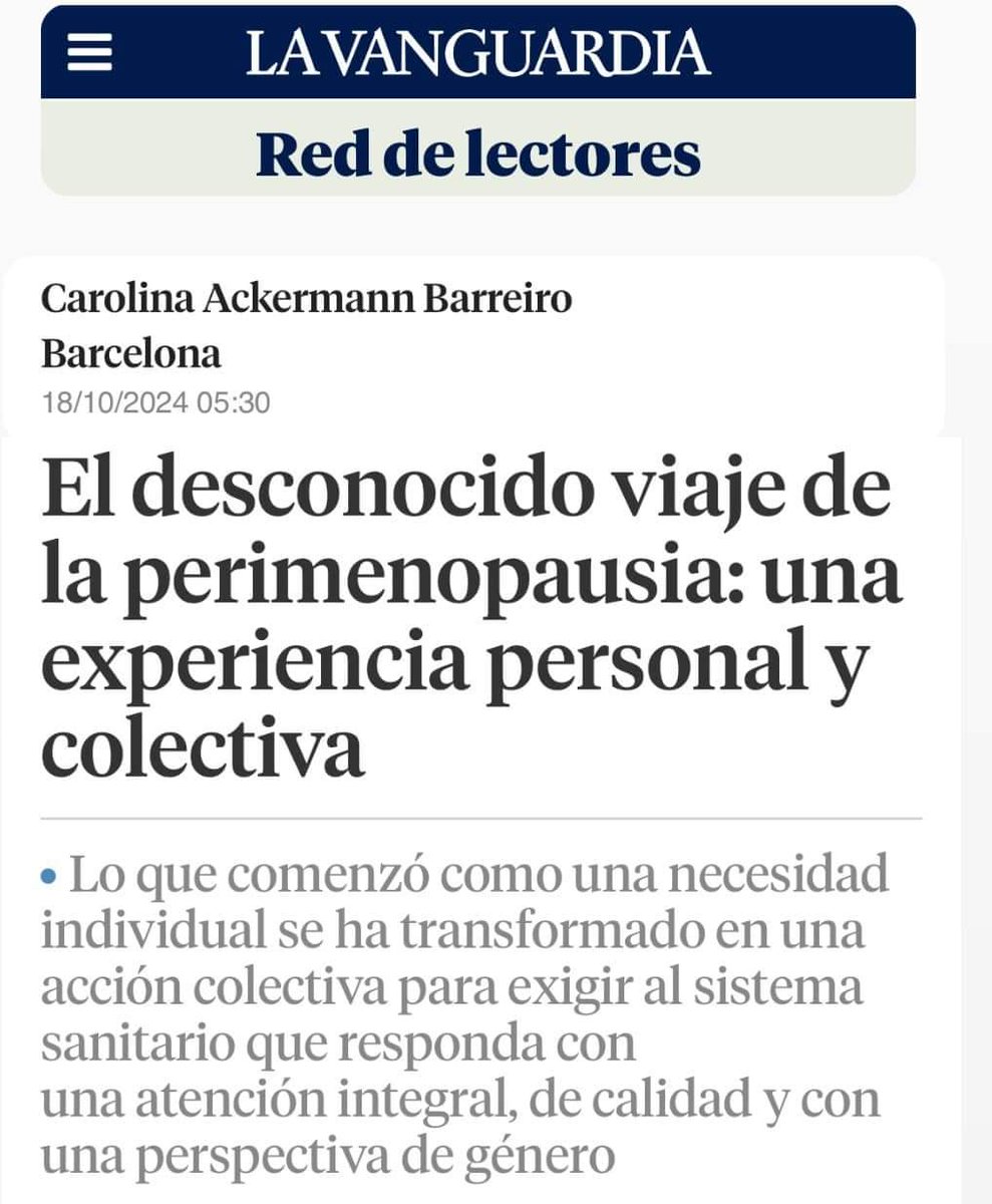 🗞️Artículo escrito por nuestra presidenta, Carolina Ackermann en el #diamundialdelamenopausia
Un viaje desde lo personal a lo colectivo y político.
lavanguardia.com/participacion/…
#menopausia #perimenopausia #mujeresysalud #diamenopausia