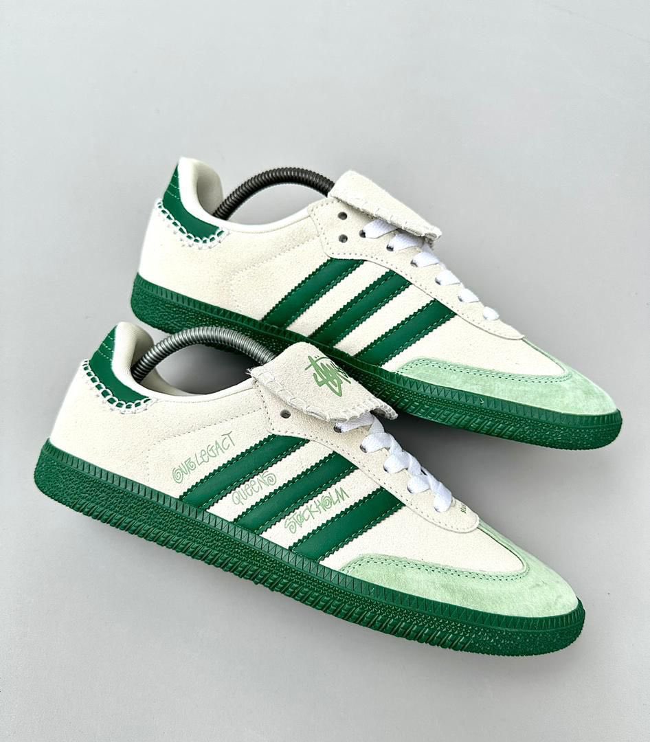 Stussy X Adidas Samba LT' White/Green'* Now available in store Sizes 39-45  available Price: N60,000