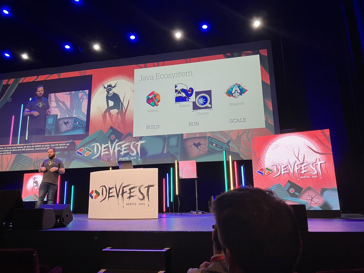 bcamerongain's tweet image. #wasm in production for @java with Wasmo, @extism and #Chicory and Wasm4s—MAIF ‘s Etienne Anne and @SERLI’s Mathieu Ancelin during their talk « Server side WASM, le prochain game changer ? » at @devfestnantes (en français 🙂). #wasm @thenewstack