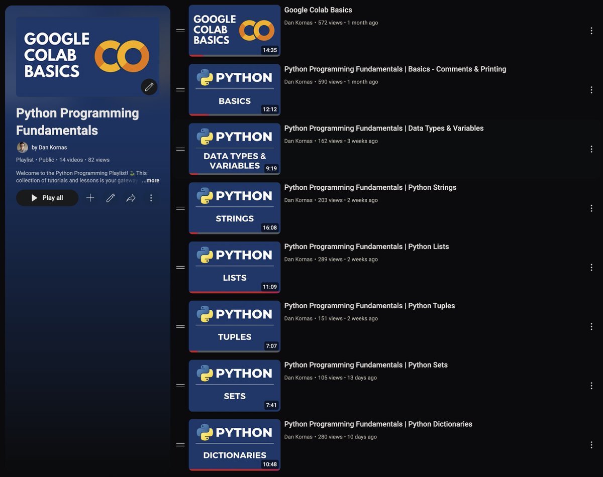 DanKornas's tweet image. Python Programming Fundamentals - Full Course 

🔗 youtube.com/playlist?list=…