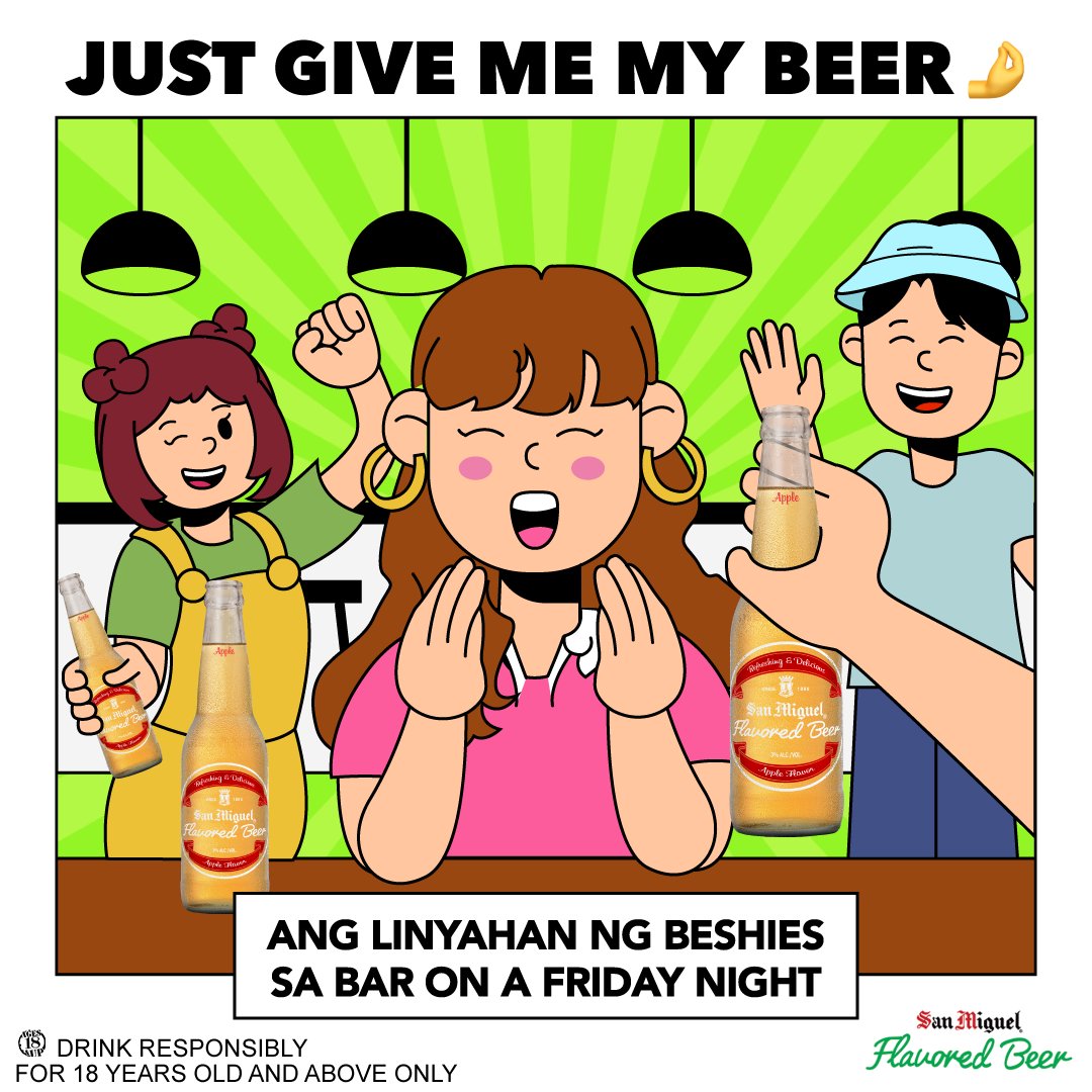 SMFBPH's tweet photo. It’s better to give than to receive. Kaya kay ate or kuya sa bar, ibigay mo na ang #Sweeeet San Miguel Flavored Beer nila beshie! 🤣  

ASC Ref No. S0034P092724S https://t.co/Pg243NUcQZ