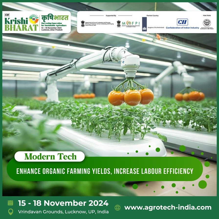ciiagrotech's tweet photo. Modern technology enhances organic farming by increasing its yield and improving labour efficiency.
#CIIKrishiBharat2024 #AgroTech #CIIAgroTech #DepartmentofAgriculture #InvestUP #CIIFace #CIIAgroTechIndiaKrishiBharat #farmtech #InnovationInAgriculture #SmartFarming https://t.co/y0dNDUc6lq