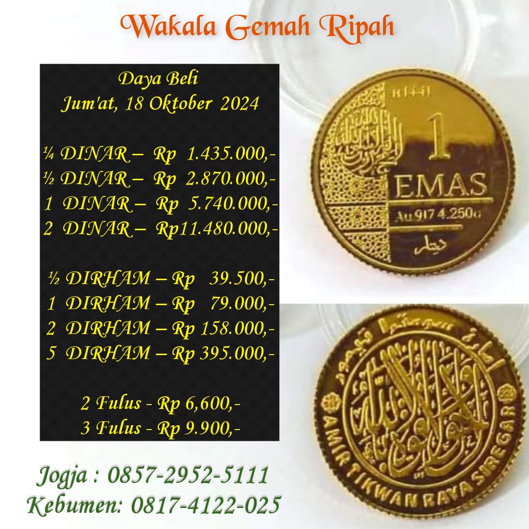 g_mishbah's tweet photo. Kembali ke Dinar Dirham
Mengembalikan sunnah dalam muamalah yang selama ini sering dilupakan, sehingga banyak dari transaksi kita menjadi dzalim &amp; mendzalimi karena menggunakan fiat money. Mari miliki, gunakan dan sebarkan dinar dirham ketengah-tengah umat dan masyarakat.
#dinar https://t.co/1DCMQUOYsp