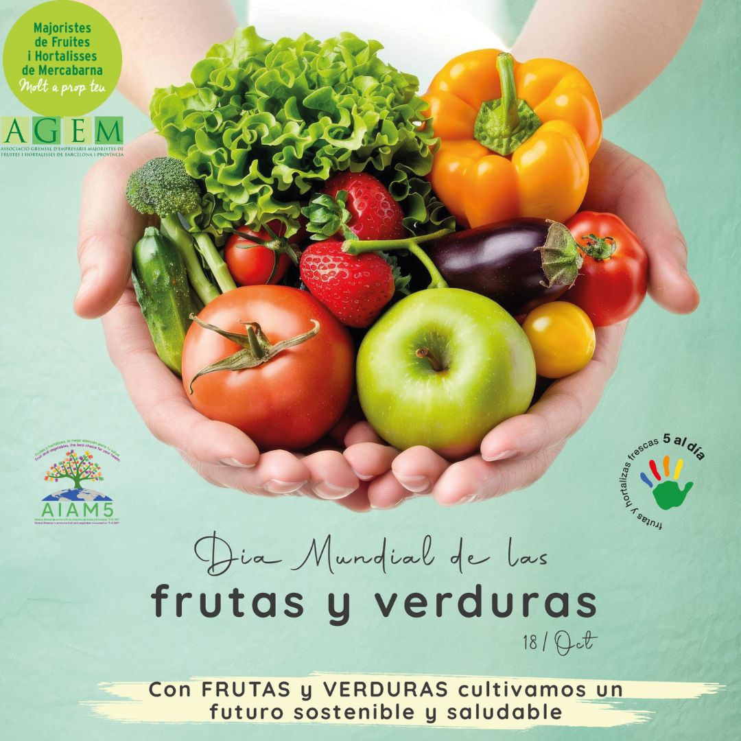 Agem_majoristes's tweet photo. 📢#Sabiasque hoy, 18 de octubre, se celebra el #DíaMundialdelasFrutasyVerduras?🍌🍇🫑
🍐🥬Nos unimos a la celebración con nuestros amigos de @5aldia bajo el lema “Con frutas y verduras cultivamos un futuro #sostenible y #saludable” 🥕🍎
#DMFYV #frutasyhortalizas siempre! #5aldia https://t.co/nXm1HA3Xkr