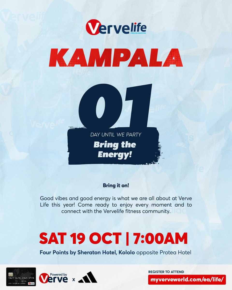 interswitchug's tweet image. Bring the Energy!🔊🔊

1 Day to go! Bring it on! 
Good vibes and good energy are what we are all about at Verve Life! Come ready to enjoy every moment and connect with the Verve Life fitness community. 💯

#GoodVibesOnly #LetsGetFitandLit #NeverS20P #WeChooseVerve #FitFam