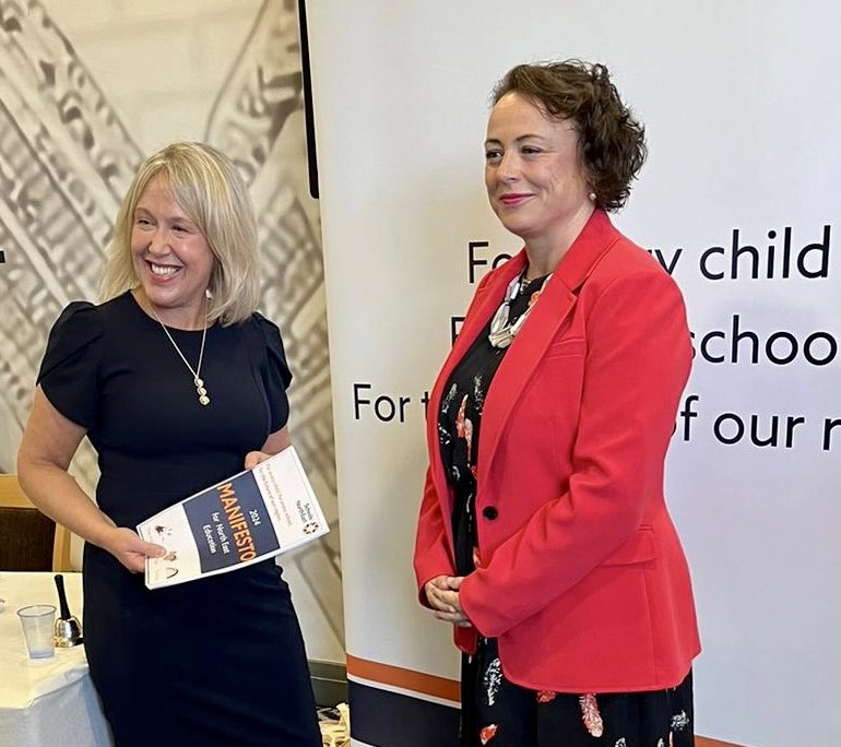 CMcKinnellMP's tweet photo. It was wonderful to be back at @SCHOOLSNE #SNESummit24, this time giving a speech as Schools Minister.

Great to hear from @northumbriana too. 

The government’s mission is clear - where you are from in this country should not determine what you go on to achieve in life. https://t.co/hl6OFGRVaX