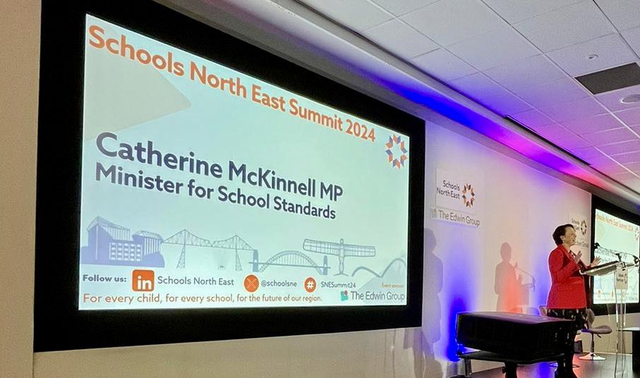 CMcKinnellMP's tweet photo. It was wonderful to be back at @SCHOOLSNE #SNESummit24, this time giving a speech as Schools Minister.

Great to hear from @northumbriana too. 

The government’s mission is clear - where you are from in this country should not determine what you go on to achieve in life. https://t.co/hl6OFGRVaX